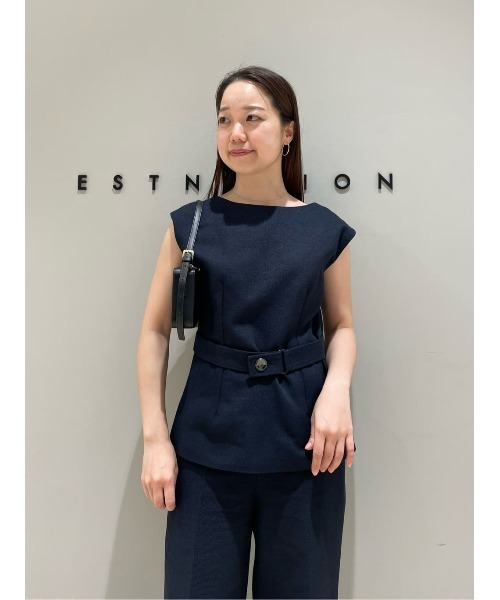 ESTNATION - ESTNATIONエストネーション 2024SS ノースリーブブラウス新品【38】【LSHA77215】 セール】ESTNATION / サマー ツイード ノースリーブ プル