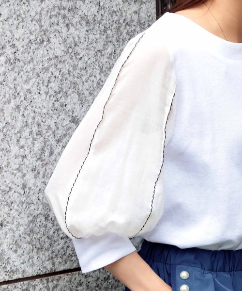 Jines(ジネス)の「袖刺繍7分袖プルオーバーカットソー(Tシャツ/カットソー・レディース・グレー/ブラック/ホワイト・38)」の10枚目の写真