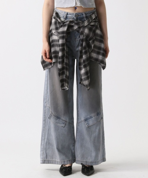 デニム様　4月分 専用 2025SS】シャツ巻き風デニムパンツ（デニムパンツ）｜FOREVER 21