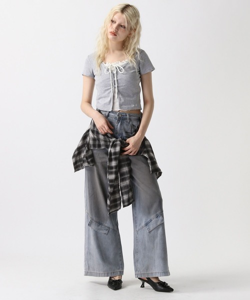 デニム様　4月分 専用 2025SS】シャツ巻き風デニムパンツ（デニムパンツ）｜FOREVER 21