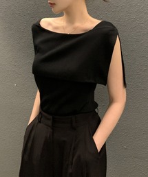 ケープ風 スクエア デザイン ノースリ トップス