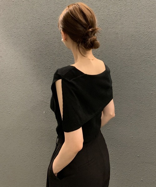 Lace Ladies（レースレディース）の「ケープ風 スクエア デザイン ノースリ トップス（Tシャツ/カットソー・レディース・ブラック/ホワイト/ベージュ・FREE）」の6枚目の写真