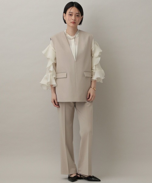 A part by（アパートバイ）の「【セミオケージョン】ベストセットアップ（パンツドレス・レディース・ブラウン/ベージュ・MEDIUM/LARGE）」の6枚目の写真