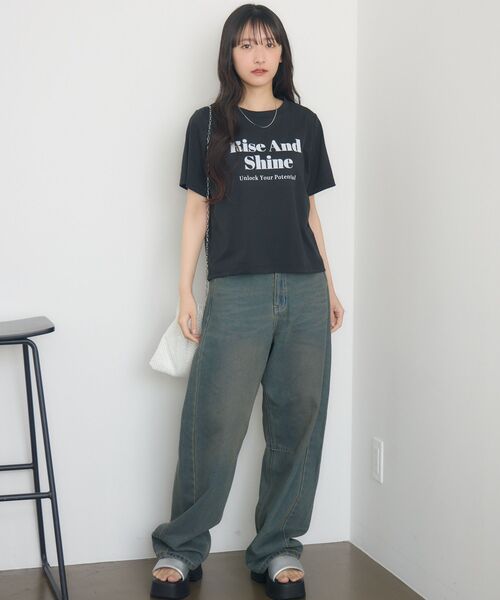 RETRO GIRL（レトロガール）の「フロッキーロゴチビTEE（Tシャツ/カットソー・レディース・ブラック/ブラウン/オフホワイト・FREE）」の19枚目の写真