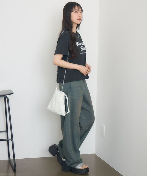 RETRO GIRL（レトロガール）の「フロッキーロゴチビTEE（Tシャツ/カットソー・レディース・ブラック/ブラウン/オフホワイト・FREE）」の18枚目の写真
