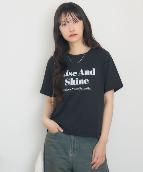 RETRO GIRL（レトロガール）の「フロッキーロゴチビTEE（Tシャツ/カットソー・レディース・ブラック/ブラウン/オフホワイト・FREE）」の15枚目の写真