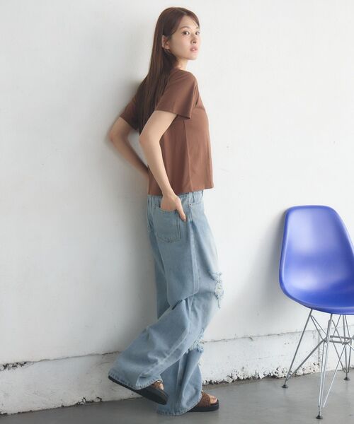 RETRO GIRL（レトロガール）の「フロッキーロゴチビTEE（Tシャツ/カットソー・レディース・ブラック/ブラウン/オフホワイト・FREE）」の8枚目の写真