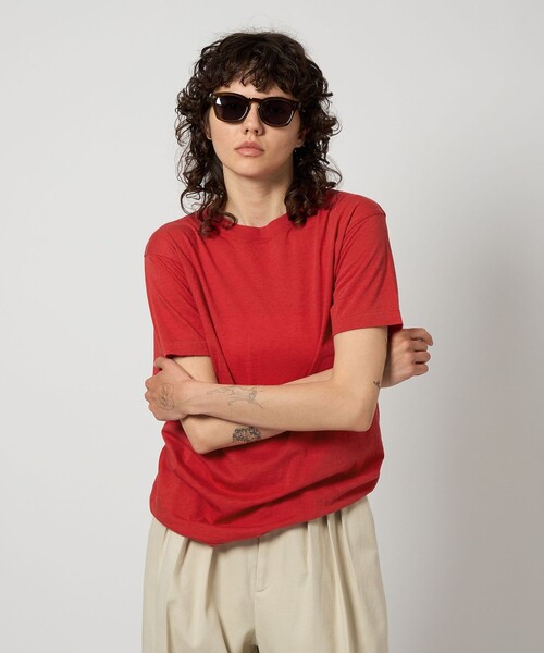 【お気に入り】 6(ROKU)＞コットンカシミヤ ベーシック 25SS Tシャツ（Tシャツ トップス