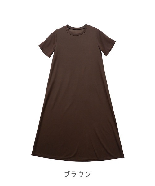 CLOTHY（クロシィ）の「【1枚でらくらくコーディネート！】フクレ半袖マキシワンピース（ワンピース・レディース・チャコールグレー/ブラック/ブラウン・MEDIUM）」の16枚目の写真