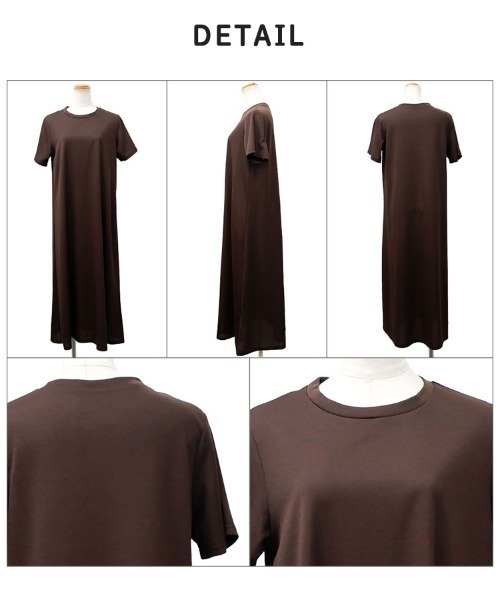 CLOTHY（クロシィ）の「【1枚でらくらくコーディネート！】フクレ半袖マキシワンピース（ワンピース・レディース・チャコールグレー/ブラック/ブラウン・MEDIUM）」の10枚目の写真