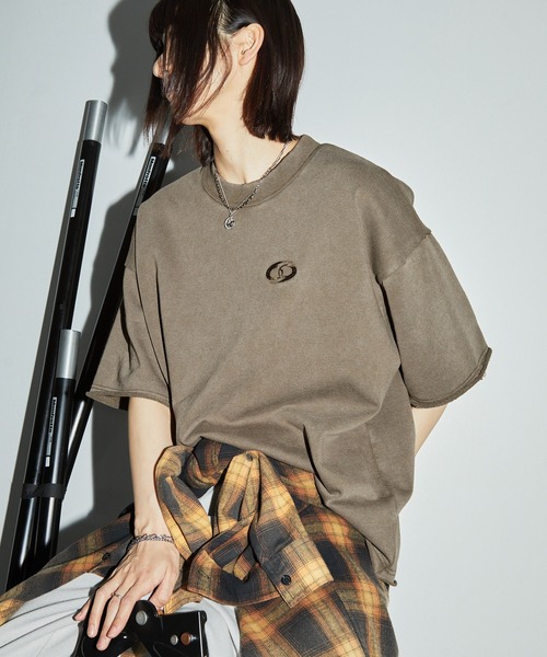 Anchor Smith(アンカー スミス)の「ヴィンテージ加工 ワンポイント刺繍 カットオフ半袖スウェット(Tシャツ/カットソー・レディース・ブラック/グレイッシュベージュ/ブラウン・M/L)」の17枚目の写真