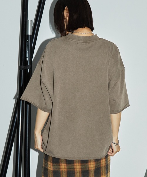 ヴィンテージ加工 ワンポイント刺繍 カットオフ半袖スウェット（T