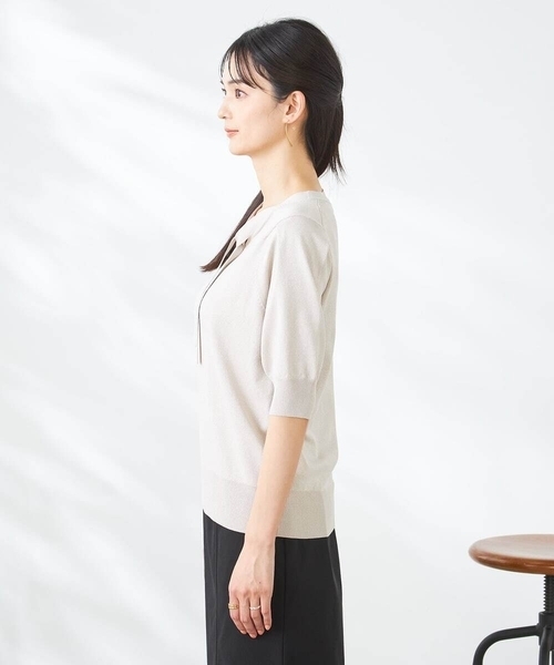 a.v.v(アーヴェヴェ)の「ラメ混ボウタイニット(ニット/セーター・レディース・ホワイト/グレー系その他・34/36/38/40/42)」の6枚目の写真