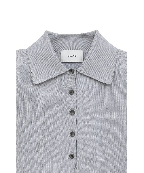 CLANE（クラネ）の「CLANE SHOULDER PADS POLO KNIT TOPS 18106-2192（ポロシャツ・レディース・ブラック/オフホワイト/ブルー・1）」の19枚目の写真