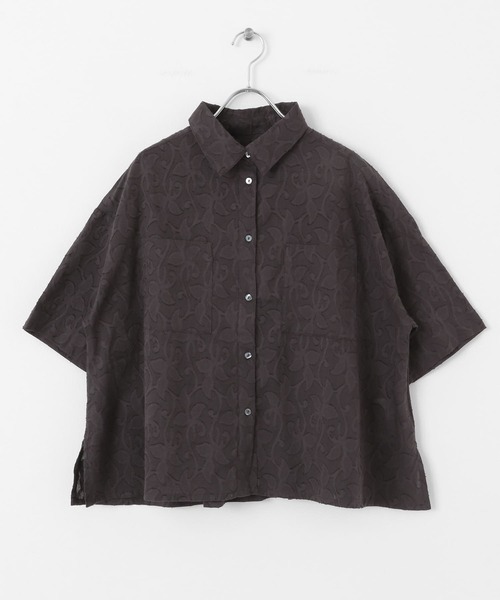 URBAN RESEARCH Sonny Label（アーバンリサーチサニーレーベル）の「コットンボタニカル柄ジャガードシャツ（シャツ/ブラウス・レディース・ミント/オフホワイト/チャコールグレー・FREE）」の15枚目の写真