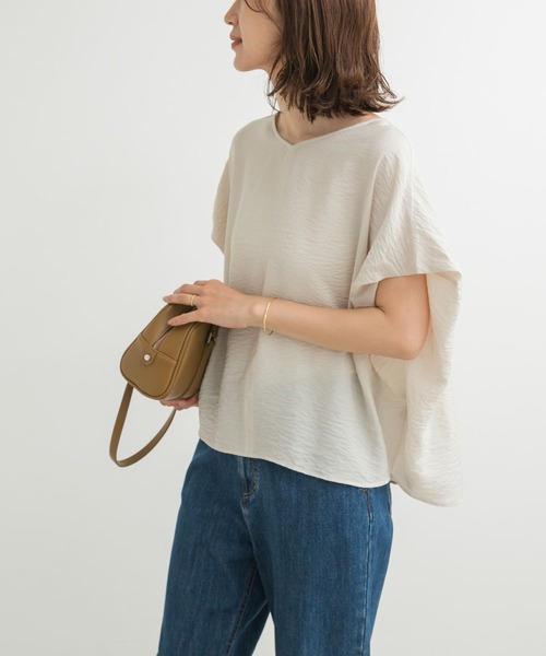 URBAN RESEARCH DOORS（アーバンリサーチドアーズ）の「バックタックコクーンブラウス（シャツ/ブラウス・レディース・ベージュ系その他/ピンク/ネイビー・MEDIUM）」の2枚目の写真