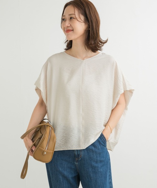 URBAN RESEARCH DOORS（アーバンリサーチドアーズ）の「バックタックコクーンブラウス（シャツ/ブラウス・レディース・ベージュ系その他/ピンク/ネイビー・MEDIUM）」の16枚目の写真