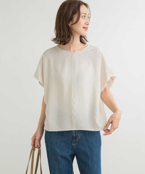 URBAN RESEARCH DOORS（アーバンリサーチドアーズ）の「バックタックコクーンブラウス（シャツ/ブラウス・レディース・ベージュ系その他/ピンク/ネイビー・MEDIUM）」の18枚目の写真