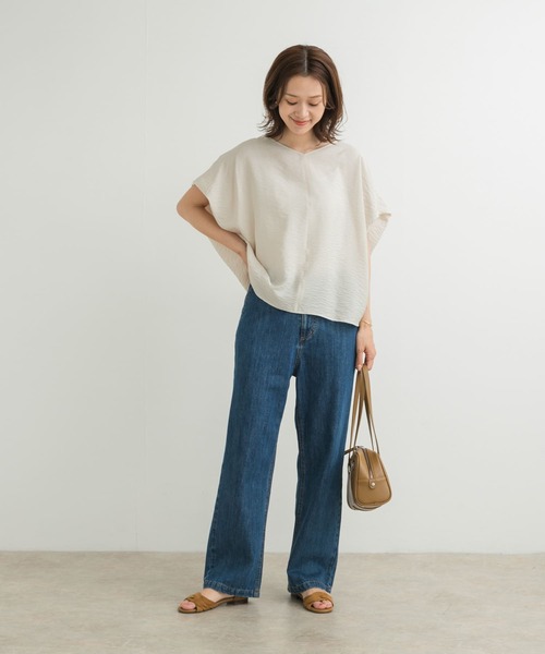 URBAN RESEARCH DOORS（アーバンリサーチドアーズ）の「バックタックコクーンブラウス（シャツ/ブラウス・レディース・ベージュ系その他/ピンク/ネイビー・MEDIUM）」の20枚目の写真