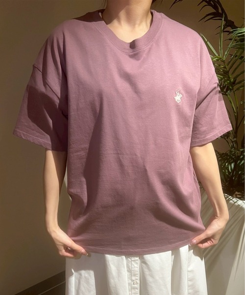 BEVERLY HILLS POLO CLUB(ビバリーヒルズポロクラブ)の「【BEVERLY HILLS POLO CLUB/ビバリーヒルズポロクラブ】天竺 ワンポイント刺繍 半袖Tシャツ(Tシャツ/カットソー・レディース・ブラック/オフホワイト/オートミール/モカ/グリーン/ダークオレンジ/パープル・L/M)」の7枚目の写真
