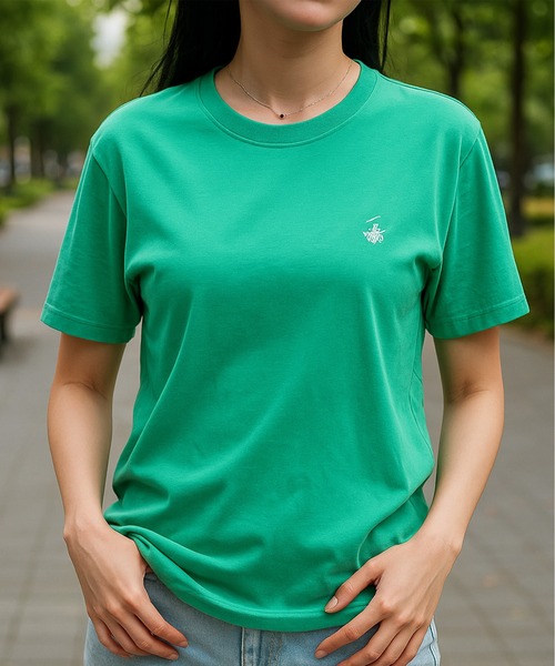 BEVERLY HILLS POLO CLUB(ビバリーヒルズポロクラブ)の「【BEVERLY HILLS POLO CLUB/ビバリーヒルズポロクラブ】天竺 ワンポイント刺繍 半袖Tシャツ(Tシャツ/カットソー・レディース・ブラック/オフホワイト/オートミール/モカ/グリーン/ダークオレンジ/パープル・L/M)」の6枚目の写真