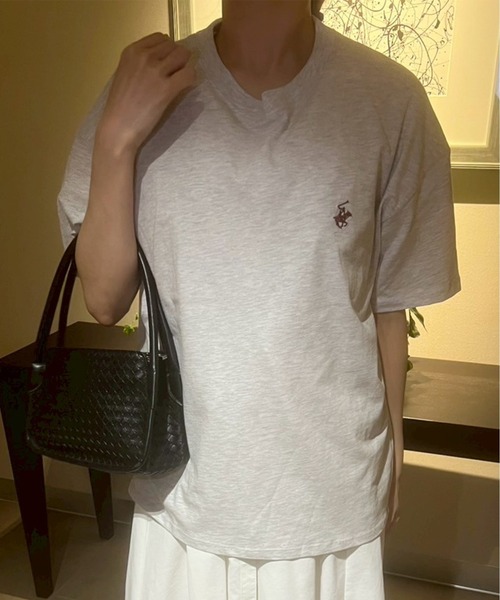 BEVERLY HILLS POLO CLUB(ビバリーヒルズポロクラブ)の「【BEVERLY HILLS POLO CLUB/ビバリーヒルズポロクラブ】天竺 ワンポイント刺繍 半袖Tシャツ(Tシャツ/カットソー・レディース・ブラック/オフホワイト/オートミール/モカ/グリーン/ダークオレンジ/パープル・L/M)」の21枚目の写真
