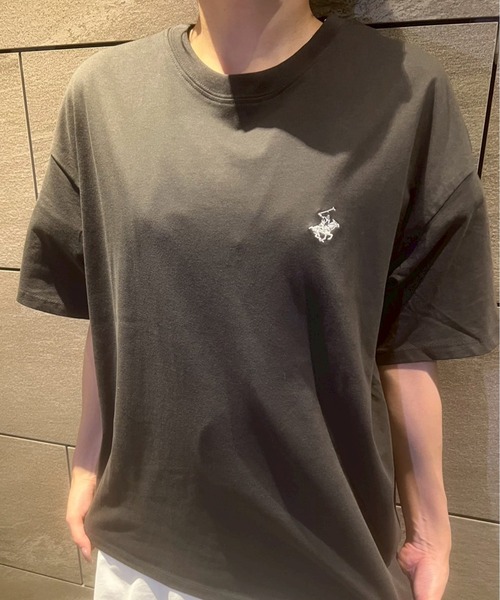 BEVERLY HILLS POLO CLUB(ビバリーヒルズポロクラブ)の「【BEVERLY HILLS POLO CLUB/ビバリーヒルズポロクラブ】天竺 ワンポイント刺繍 半袖Tシャツ(Tシャツ/カットソー・レディース・ブラック/オフホワイト/オートミール/モカ/グリーン/ダークオレンジ/パープル・L/M)」の14枚目の写真