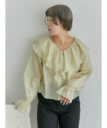 ehka sopo | シアーラッフルブラウス(シャツ/ブラウス)