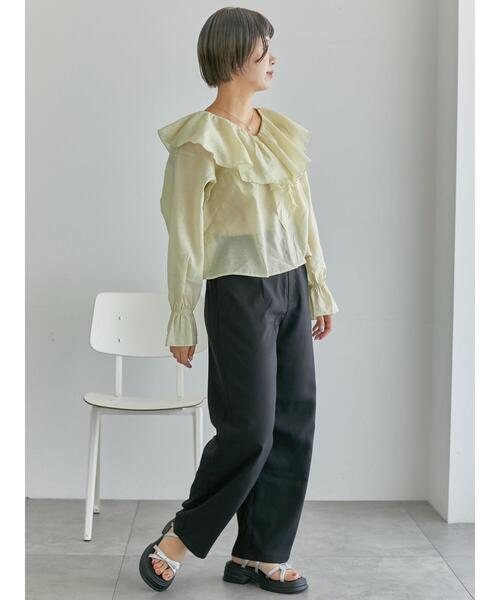 ehka sopo（エヘカソポ）の「シアーラッフルブラウス（シャツ/ブラウス・レディース・キナリ/ピンク/グリーン・F）」の16枚目の写真