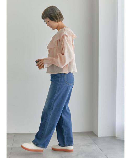 ehka sopo（エヘカソポ）の「シアーラッフルブラウス（シャツ/ブラウス・レディース・キナリ/ピンク/グリーン・F）」の5枚目の写真