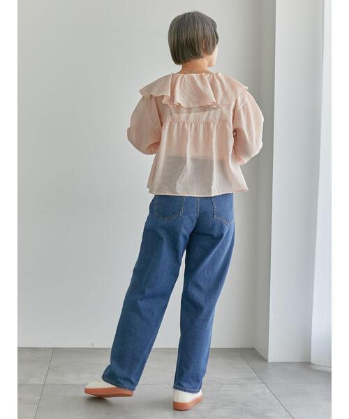 ehka sopo（エヘカソポ）の「シアーラッフルブラウス（シャツ/ブラウス・レディース・キナリ/ピンク/グリーン・F）」の6枚目の写真