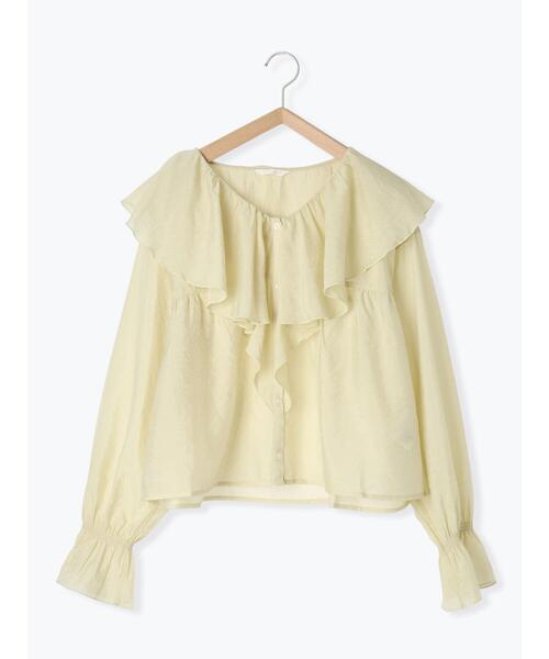 ehka sopo（エヘカソポ）の「シアーラッフルブラウス（シャツ/ブラウス・レディース・キナリ/ピンク/グリーン・F）」の7枚目の写真