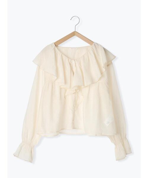 ehka sopo（エヘカソポ）の「シアーラッフルブラウス（シャツ/ブラウス・レディース・キナリ/ピンク/グリーン・F）」の8枚目の写真