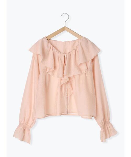 ehka sopo（エヘカソポ）の「シアーラッフルブラウス（シャツ/ブラウス・レディース・キナリ/ピンク/グリーン・F）」の9枚目の写真
