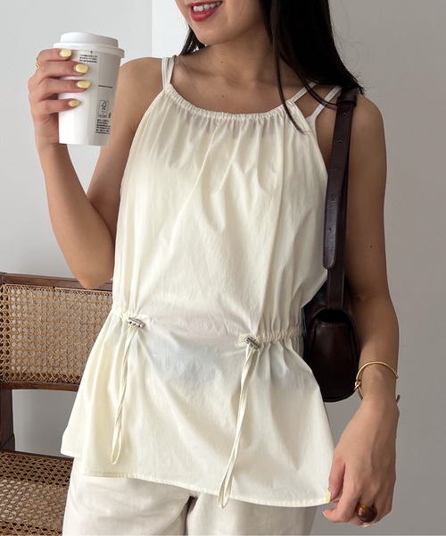 CIEL'AIR（シエルエアー）の「DROST CAMI TOPS(ﾄﾞﾛｽﾄｷｬﾐﾄｯﾌﾟｽ）（キャミソール・レディース・ブラック/オフホワイト・MEDIUM）」の2枚目の写真