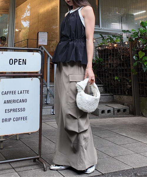CIEL'AIR（シエルエアー）の「DROST CAMI TOPS(ﾄﾞﾛｽﾄｷｬﾐﾄｯﾌﾟｽ）（キャミソール・レディース・ブラック/オフホワイト・MEDIUM）」の7枚目の写真