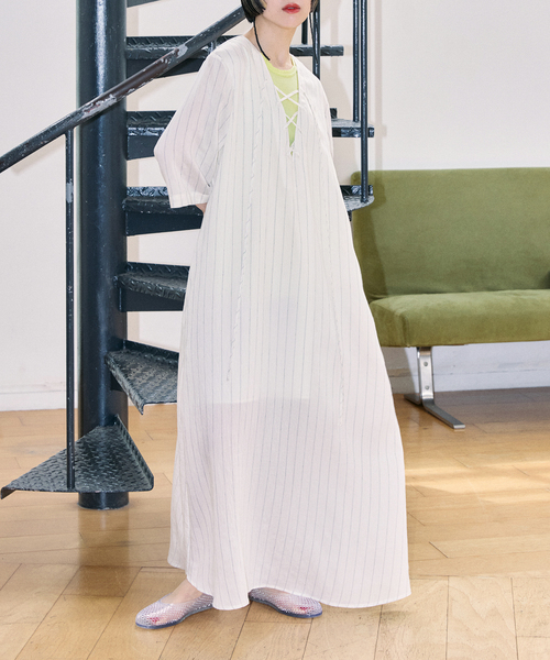 47300円　新品未使用　archivio ワンピース ホワイト 36 LACE UP LINEN DRESS：ワンピース（ワンピース）｜CITYSHOP