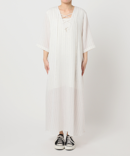 CITYSHOP（シティーショップ）の「LACE UP LINEN DRESS：ワンピース