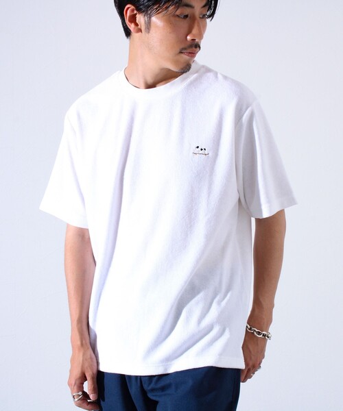 GLOSTER（グロスター）の「【セットアップ対応】フレブルパイルTシャツ フレンチブルドッグ刺繍 ワンポイント ワンマイル（Tシャツ/カットソー・メンズ・ネイビー/ホワイト/ブラック系その他・S/M/L）」の2枚目の写真