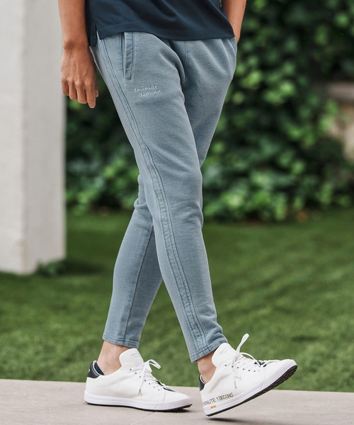 1minute 1second(ワンミニットワンセカンド)の「mp13843-heavy weight knit denim pants with cursive embroidery ニットデニムイージーパンツ(その他パンツ・メンズ・インディゴブルー/ライトインディゴブルー・S/M/L/XL)」の2枚目の写真