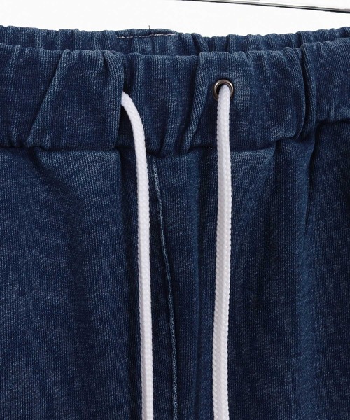mp13843-heavy weight knit denim pants with cursive