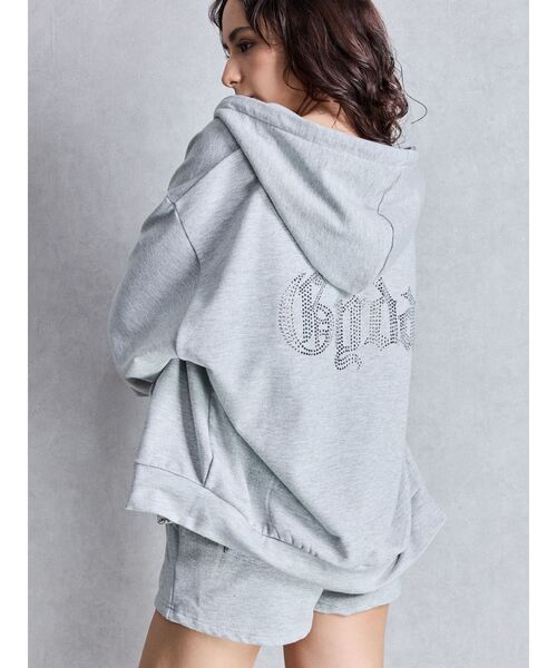 GYDA ラインストーン パーカー セットアップ BACK GYDAラインストーンラメパーカー【SETUP着用可】（パーカー