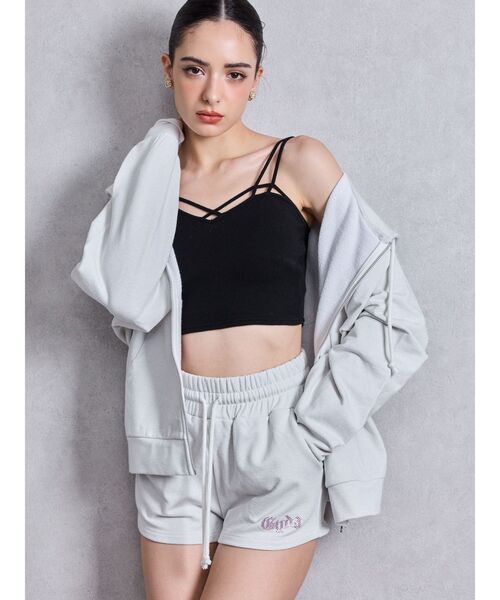 GYDA（ジェイダ）の「ゆるっと着れる！BACK GYDAラインストーンラメパーカー【SETUP着用可】（パーカー・レディース・ライトグレー/ブラック/オフホワイト・FREE）」の9枚目の写真