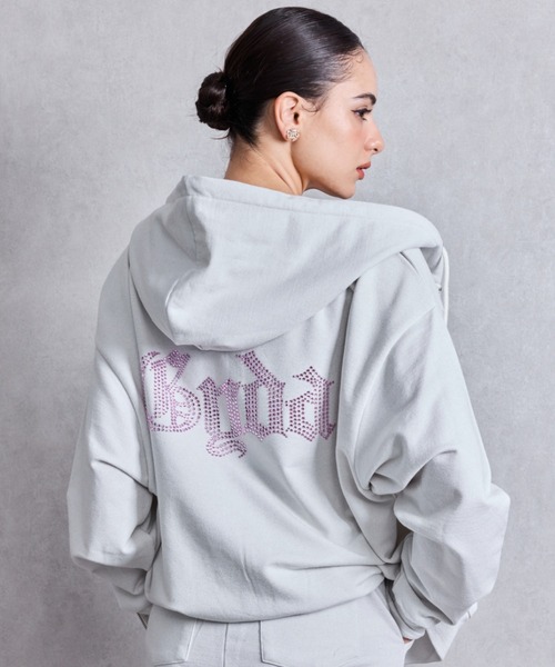 GYDA ラインストーン パーカー セットアップ BACK GYDAラインストーンラメパーカー【SETUP着用可】（パーカー