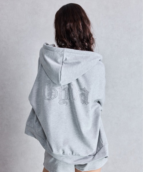 ゆるっと着れる！BACK GYDAラインストーンラメパーカー【SETUP