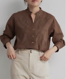 NOMBRE IMPAIR | インド綿刺繍　スキッパー長袖ブラウス(シャツ/ブラウス)