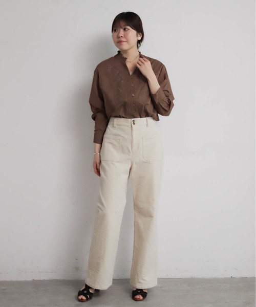 NOMBRE IMPAIR（ノンブルアンペール）の「インド綿刺繍　スキッパー長袖ブラウス（シャツ/ブラウス・レディース・ホワイト/ブラウン・FREE）」の18枚目の写真