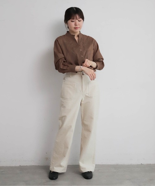 予約】インド綿刺繍 スキッパー長袖ブラウス | NOMBRE IMPAIR