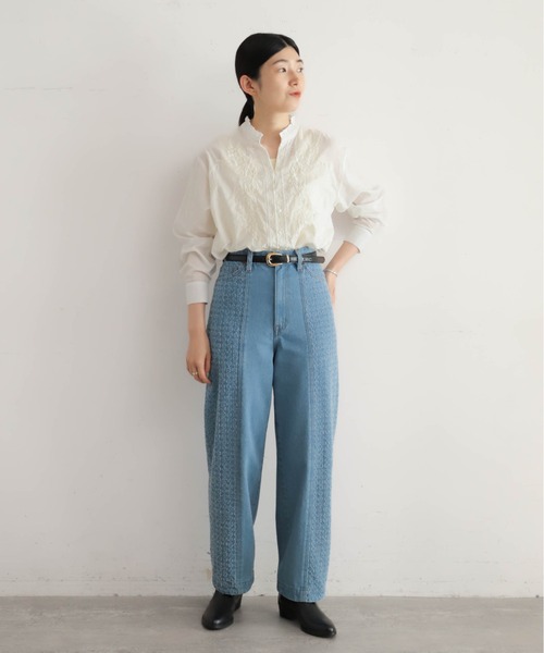 NOMBRE IMPAIR（ノンブルアンペール）の「インド綿刺繍　スキッパー長袖ブラウス（シャツ/ブラウス・レディース・ホワイト/ブラウン・FREE）」の8枚目の写真