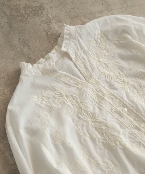 予約】インド綿刺繍 スキッパー長袖ブラウス | NOMBRE IMPAIR